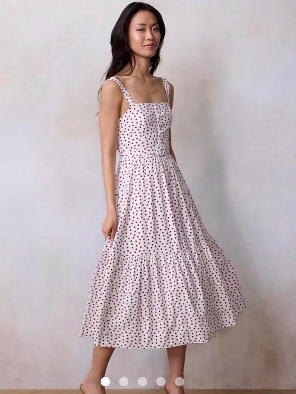 <LC Lauren Conrad> Red Polka Dot Midi Dress